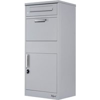 Zelsius - Paketbriefkasten RAL9007 Grau, Stahl Briefkasten mit Diebstahlsperre und 2 Einwürfen von ZELSIUS