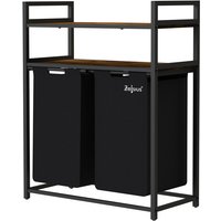 Wäschesammler 2 Fächer, Schwarz, 73x33x91cm, Wäschekorb mit 2 Ablagen, Schmutzwäschebehälter - Zelsius Wäschesammler 2 Fächer, Schwarz, 73x33x91cm, Wäschekorb mit 2 Ablagen, Schmutzwäschebehälter - Zelsius von ZELSIUS