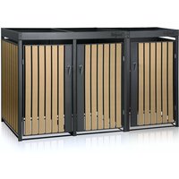 Zelsius Mülltonnenbox 3er mit Pflanzdach für 3 Tonnen 120 - 240 Liter Anthrazit RAL 7016 von ZELSIUS