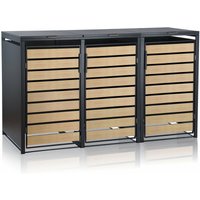 Zelsius - Mülltonnenbox-Set für drei Mülltonnen Anthrazit ral 7016 Tür in Holzoptik von ZELSIUS