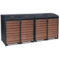 Mülltonnenbox mit abgerundetem Deckel für vier 120 - 240 Liter Mülltonnen, Walnuss, ral 7016 - Zelsius von ZELSIUS