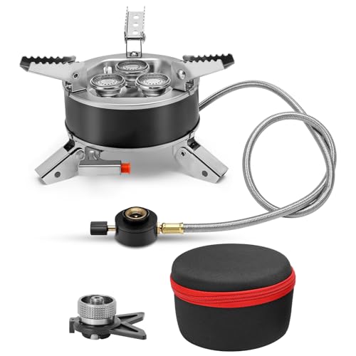 Camping Windproof Herd mit Piezo Zündung Flammenregler 6800W Tragbare faltbare Camping Windproof Gasbrenner für Outdoor von ZEMBSOYA