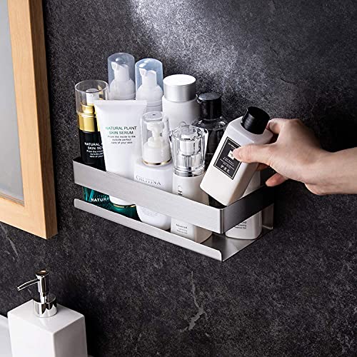 ZEMEX® Bad Küche Ablage Universal Gewürzständer Handtuchhalter Duschkorb Edelstahl gebürstet Selbstklebend 23cm von ZEMEX