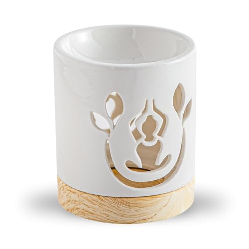 Duftbrenner Ceramy Yogi - Duftende Atmosphäre - Handgefertigtes Objekt Yoga Meditation - Schmelzender Duftbrenner - Minimalistische Symbolische Geschenkdekoration - 50ml - H 10,5cm - Zen'Arôme von ZEN ARÔME