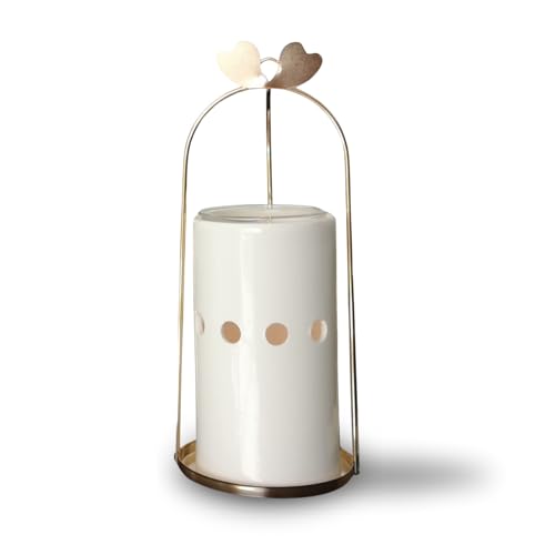 Duftbrenner Inspiration Cinco – Duftwachs und Duftwachs – Diffusor für ätherisches Öl und Raumduft – Kerzenhalter aus Keramik und Metall, Höhe 18 cm – Zen'Arôme von ZEN ARÔME