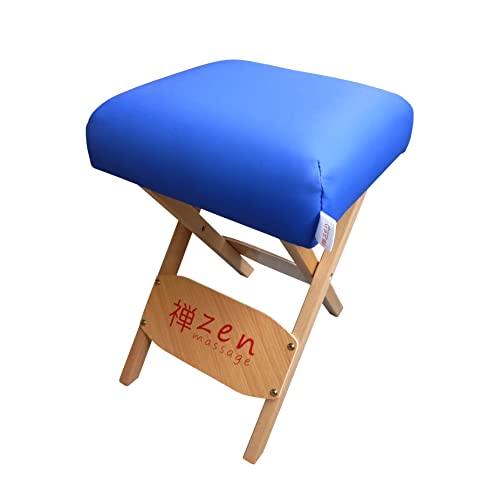 Zen – Klapphocker aus Holz mit weichem Sitzpolster – Massage Hocker 48 x 33 x 33 cm – Klappstuhl für Massageliegen – Massage Zubehör (Königsblau) von ZEN MASSAGE WARE