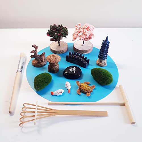 ZEN&TAO Miniatur Desktop Zen Garten Zubehör, DIY Feengarten Miniaturen, 12pcs Figuren plus drei Werkzeuge, japanische Geschenkidee, Terrarium, Bonsai Dekoratives Bastelset von ZEN&TAO