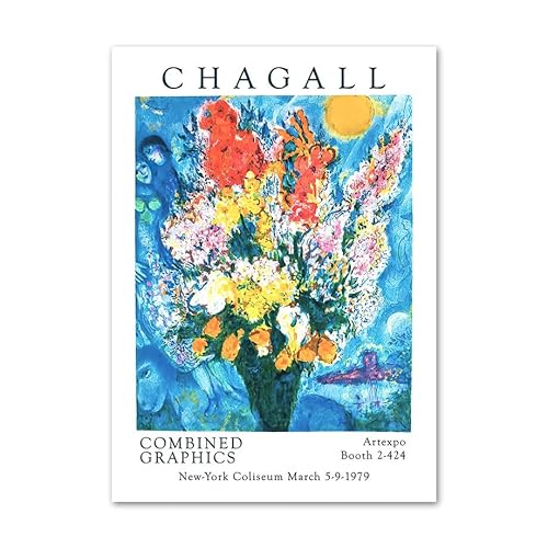 ZENCIX Berühmte Marc Chagall-Poster, Abstrakter Blumenstrauß, Wandkunst, Marc Chagall-Leinwandgemälde, Marc Chagall-Drucke für Heimdekoration, Bilder, 40 x 60 cm x 1, ohne Rahmen ZENCIX Berühmte Marc Chagall-Poster, Abstrakter Blumenstrauß, Wandkunst, Marc Chagall-Leinwandgemälde, Marc Chagall-Drucke für Heimdekoration, Bilder, 40 x 60 cm x 1, ohne Rahmen von ZENCIX