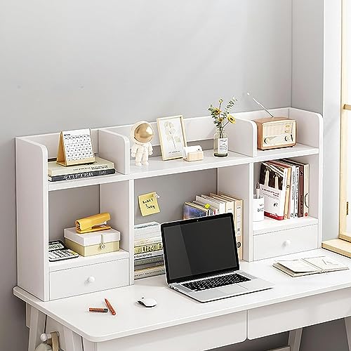 ZENCIX Schreibtisch Aufsatzregal, Desktop-bücherregal für Computertisch, Desktop-Organizer und Aufbewahrung für Büro, Desktop-Regal-Organizer in Weißem Holzton, für Wohnheim, Büro und Zuhause von ZENCIX