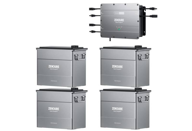 ZENDURE SuperCharged Balkonkraftwerk SolarFlow, Hub2000 mit 1800W Solar Eingang, 1200W Ausgang, 4×AB2000S 7680Wh LiFePO4 Akku, Aerosol-Feuerlöschsystem, Selbsterhitzende Funktion von ZENDURE SuperCharged