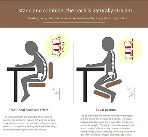 ZENFEKU Ergonomischer Yoga-Stuhl, Studio-Bürostuhl, ergonomischer Stuhl, orthopädischer Stuhl, Kniestuhl, Schreibtischstuhl, höhenverstellbar von ZENFEKU