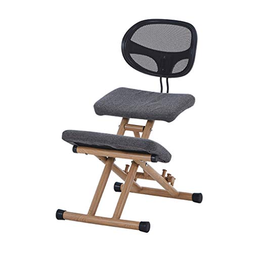 ZENFEKU Ergonomischer ergonomischer Bürostuhl mit kniender Haltung, mit Rückenlehne, höhenverstellbar, Holz von ZENFEKU