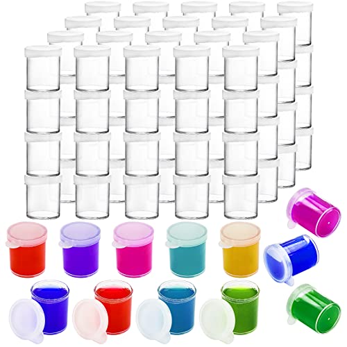 ZENFUN Set mit 100 Mini Kunststoff-Farbbechern mit Deckel, 25 ml Farbbehälter, Töpfe in Bulk, Klarlack Vorratsdosen für Kinder, Kunst, DIY Handwerk von ZENFUN