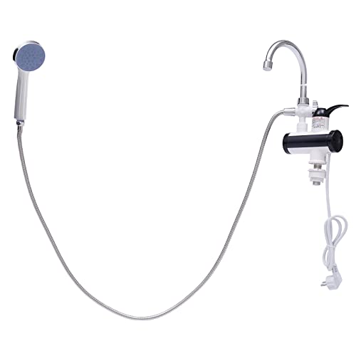 Elektrischer Wasserhahn mit Sofort Heizung Durchlauferhitzer, Elektrische Armatur mit LED Temperaturanzeige und Handbrause, Warmwasser Instant Heizsystem, Energiesparend, für Küche und Bad von ZENGRICE