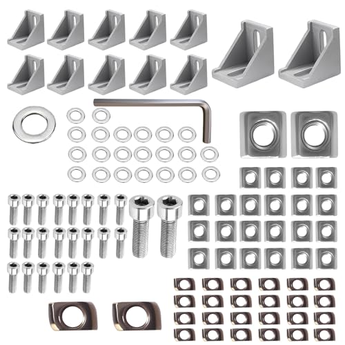 Befestigungsmaterial Winkel Befestigung, Aluprofil 20x20 & 30x30 Winkelverbinder Eckwinkel Eckverbinder Wandhalter 90 Grad Winkel Raster für Strebenprofil Winkel Wandhalter (12stk 20x20) von ZENGSING
