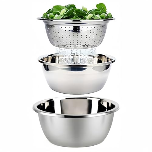 ZENGWARE Rührschüssel Set Servierschüssel Salatschüssel Stapelbar Salat Schüssel mit Sieb Set 3-Teilig Rührschüsseln Edelstahl Kochen Backen Lebensmittelzubereitung Bpa Frei Spülmaschinenfest ZENGWARE Rührschüssel Set Servierschüssel Salatschüssel Stapelbar Salat Schüssel mit Sieb Set 3-Teilig Rührschüsseln Edelstahl Kochen Backen Lebensmittelzubereitung Bpa Frei Spülmaschinenfest von ZENGWARE
