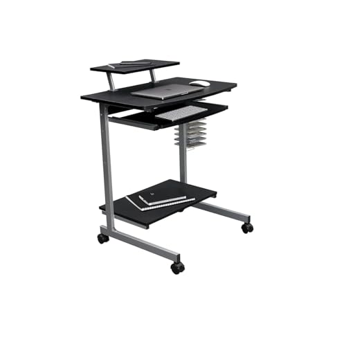 Mobiler Computertisch Mobiler kompakter Computerwagen mit Stauraum, platzsparender All-in-One-Arbeitsplatz, mobiler Laptop-Schreibtisch, mobiler kleiner Stehpult Computertisch mit Rädern von ZENGXJYCQINGJIANG