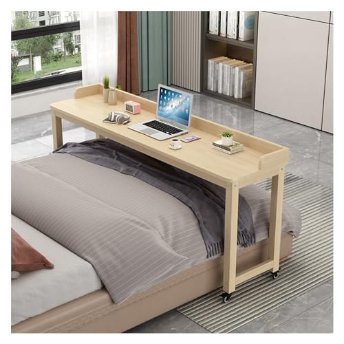 Mobiler Computertisch Überbett-Nachttisch mit Rollen und einer Schallwand, mobiler Bettschreibtisch aus Holz, rollender Bettschreibtisch for Laptop-Arbeit Computertisch mit Rädern(170*40CM) von ZENGXJYCQINGJIANG