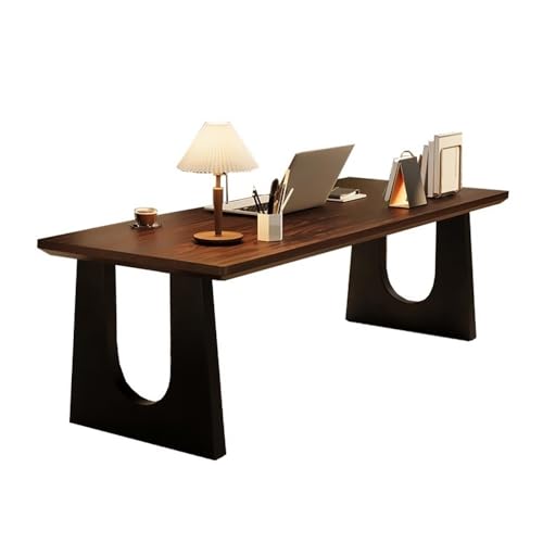 ZENGXJYCQINGJIANG Gaming-Schreibtisch Moderner, geräumiger Schreibtisch, Laptop-PC-Arbeitsplatz mit Beinen aus Kohlenstoffstahl, minimalistischer for das Home Office(Dark Walnut,XXL) von ZENGXJYCQINGJIANG