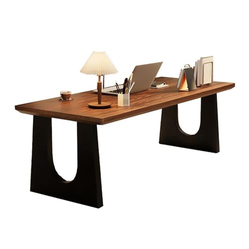 ZENGXJYCQINGJIANG Gaming-Schreibtisch Moderner, geräumiger Schreibtisch, Laptop-PC-Arbeitsplatz mit Beinen aus Kohlenstoffstahl, minimalistischer for das Home Office(Light Walnut,L) von ZENGXJYCQINGJIANG