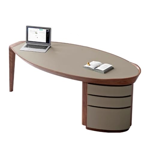 ZENGXJYCQINGJIANG Gaming-Schreibtisch Moderner Home-Office-Schreibtisch mit 3 Schubladen, Chefschreibtisch aus Eschenholz, PC-Arbeitsplatz, Stabiler Rahmen(M) von ZENGXJYCQINGJIANG