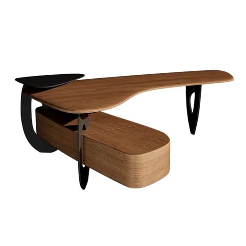 ZENGXJYCQINGJIANG Gaming-Schreibtisch Moderner Luxus-Chefschreibtisch aus Eschenholz, großer Eckschreibtisch-Arbeitsplatz mit Seitenschrank(S) von ZENGXJYCQINGJIANG