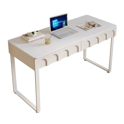 ZENGXJYCQINGJIANG Gaming-Schreibtisch Weißer Schreibtisch mit Schubladen, moderner Schminktisch, Laptoptisch, Home-Office-Schreibtisch for Schreiben, Arbeitszimmer, Schlafzimmer(M) von ZENGXJYCQINGJIANG