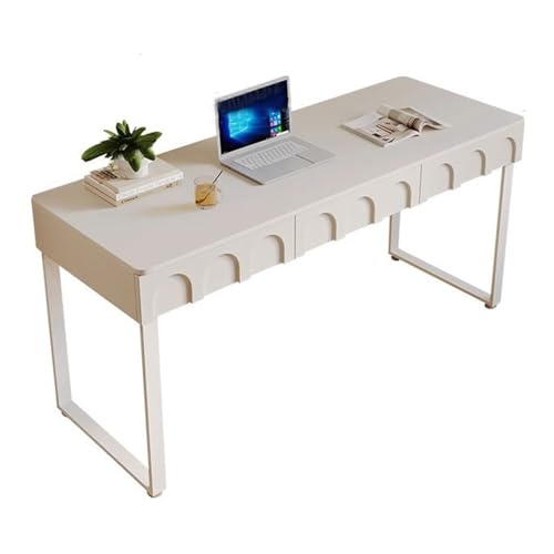 ZENGXJYCQINGJIANG Gaming-Schreibtisch Weißer Schreibtisch mit Schubladen, moderner Schminktisch, Laptoptisch, Home-Office-Schreibtisch for Schreiben, Arbeitszimmer, Schlafzimmer(XL) von ZENGXJYCQINGJIANG