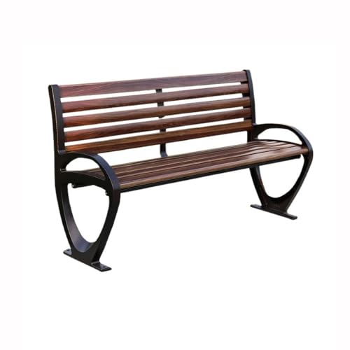 ZENGXJYCQINGJIANG Gartenbank Dunkelbraune Parkbank im Freien, Stuhlbeine aus Aluminium, Fiberglasstuhl mit Rückenlehne, Langer Hocker Outdoor Bank von ZENGXJYCQINGJIANG