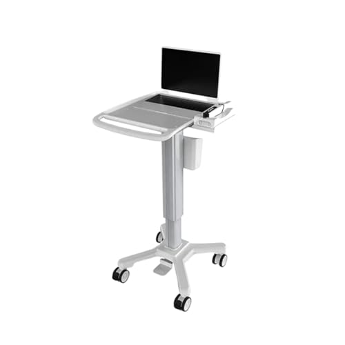 ZENGXJYCQINGJIANG Mobiler Computertisch Medizinischer Trolleywagen Mobiler Computer-Arbeitsplatzwagen Runder Korbwagen Mobiler Arbeitsplatz-Laptop mit Stehpult Computertisch mit Rädern von ZENGXJYCQINGJIANG
