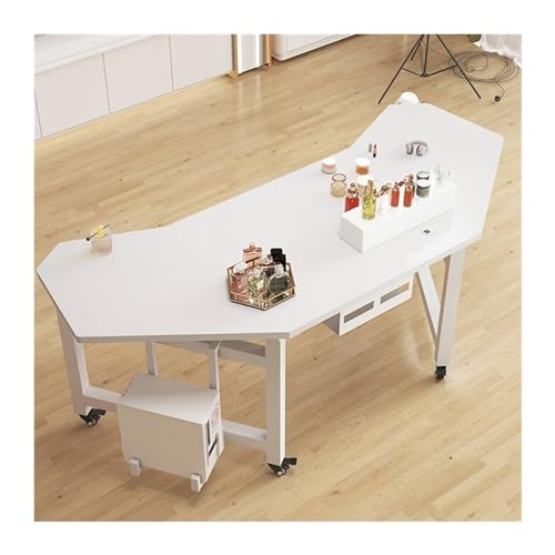 ZENGXJYCQINGJIANG Mobiler Computertisch Mobiler Live-Tisch Anker mit Sonderangebot mit Ware Desktop-PC-Tisch Gaming-Tisch Licht Luxus-Display-Tisch Werkbank Computertisch mit Rädern(Weiß,160x76x74cm) von ZENGXJYCQINGJIANG