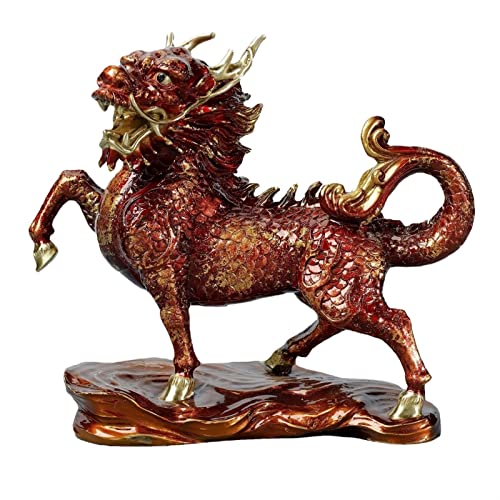 ZENGXJYCQINGJIANG Schreibtischdekor Farbe Kupfer Feuer Qilin Bronzeskulptur Zuhause Wohnzimmer Eingangsdekoration Messing Handwerk Einweihungsparty Eröffnung Dekorative Objekte von ZENGXJYCQINGJIANG