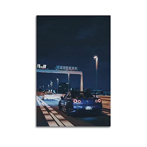 JDM Supercar Poster für Skyline R34 GTR Blue The Back Racing Car Sport Auto Poster Dekorative Malerei Leinwand Wandposter und Kunstbild Druck Modern Familie Schlafzimmer Dekor Poster 50 x 75 cm von ZENGYL