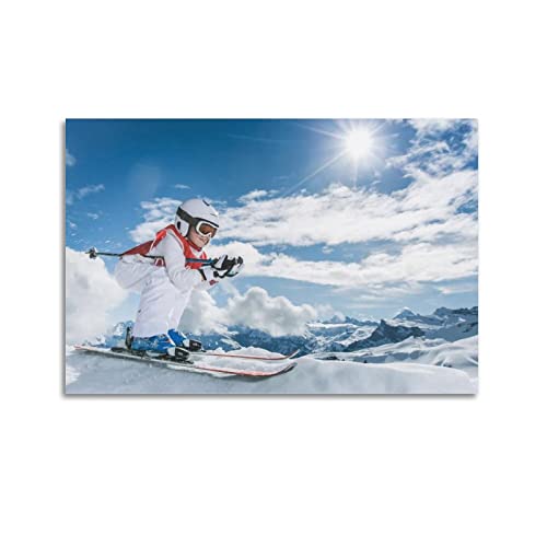 ZENGYL Extremsport-Poster Skifahren Kinder Poster Dekorative Malerei Leinwand Wandposter und Kunstbild Druck Moderne Familie Schlafzimmer Dekor Poster 40 x 60 cm von ZENGYL