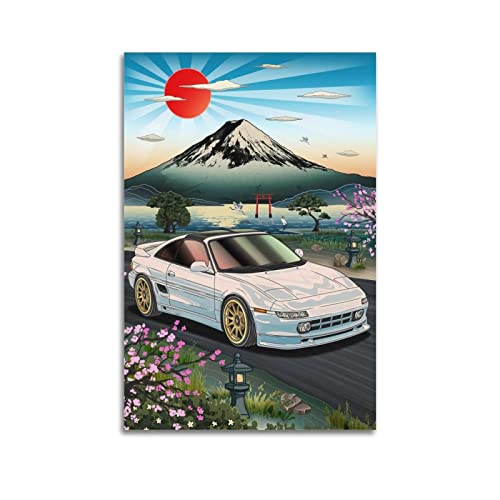 ZENGYL JDM Rennauto-Poster für MR2 White Side Sport Auto Supercar Poster Dekorative Malerei Leinwand Wandposter und Kunstbild Druck Moderne Familie Schlafzimmer Dekor Poster 30 x 45 cm von ZENGYL