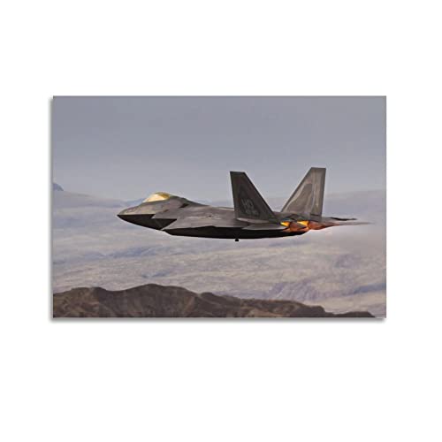 ZENGYL Luftfahrt-Poster F-22 Raptor Fighter Bomber Jet Poster Dekorative Malerei Leinwand Wandposter und Kunstbild Druck Moderne Familie Schlafzimmer Dekor Poster 60 x 90 cm von ZENGYL