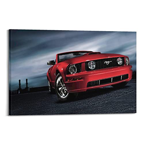 ZENGYL Supercar Racing Car for Ford Mustang Red Poster Auto Sport Auto Poster Dekorative Malerei Leinwand Wandposter und Kunstbild Druck Moderne Familie Schlafzimmer Dekor Poster 60 x 90 cm von ZENGYL