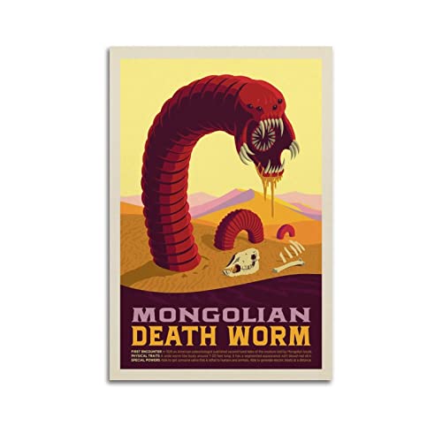 ZENGYL Vintage Mythisches Poster Mongolischer Todeswurm Poster Dekorative Malerei Leinwand Wandposter und Kunstbild Druck Moderne Familie Schlafzimmer Dekor Poster 40 x 60 cm von ZENGYL