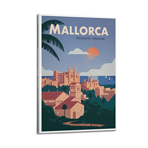 ZENGYL Vintage-Poster, Mallorca-Poster, dekoratives Gemälde, Leinwand, Wandposter und Kunstbild, modernes Familien-Schlafzimmer, Dekoration, Poster, 30 x 45 cm von ZENGYL