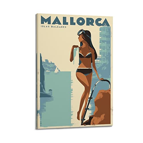 ZENGYL Vintage-Poster, Mallorca-Poster, dekoratives Gemälde, Leinwand, Wandposter und Kunstbild, modernes Familien-Schlafzimmer, Dekoration, Poster, 30 x 45 cm von ZENGYL