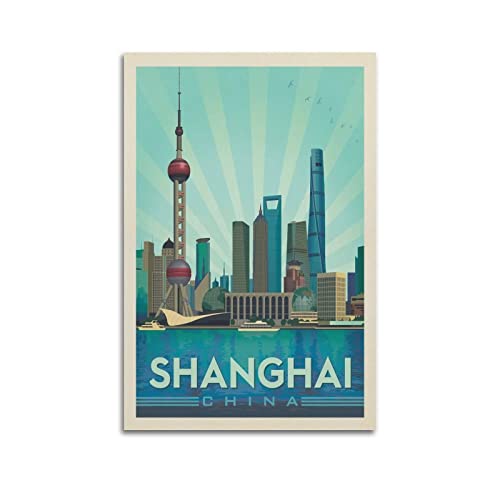 ZENGYL Vintage-Poster, Shanghai-Poster, dekoratives Gemälde, Leinwand, Wandposter und Kunstbild, modernes Familien-Schlafzimmer, Dekoration, Poster, 50 x 75 cm von ZENGYL