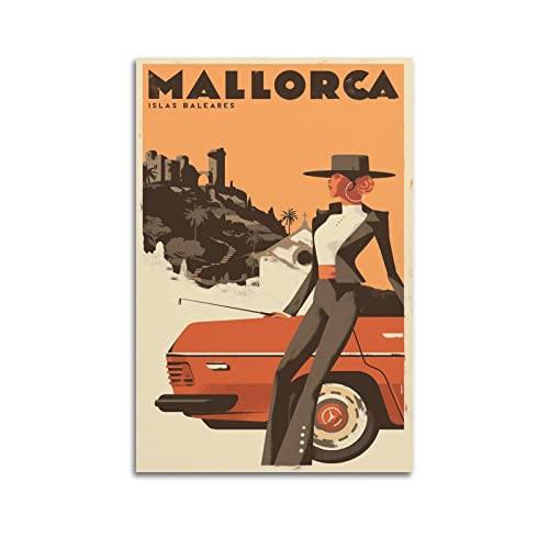 ZENGYL Vintage-Poster Mallorca-1 Poster, dekoratives Gemälde, Leinwand, Wandposter und Kunstbild, modernes Familien-Schlafzimmer, 50 x 75 cm von ZENGYL