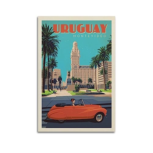 ZENGYL Vintage-Reiseposter Montevideo, dekoratives Gemälde, Leinwand, Wandposter und Kunstbild, modernes Familien-Schlafzimmer, 50 x 75 cm von ZENGYL