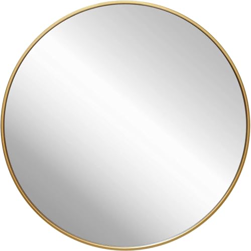 ZENIDA Spiegel Rund, 80x80 cm Wandspiegel Rund mit hochwertigen Gold Metallrahmen, Moderner Design großer Spiegel, für Diele, Badezimmer, Wohnzimmer und Mehr von ZENIDA