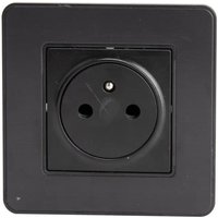 Einbausteckdose 2-polig + Erde 16A Easy eject Modell KOURO Metall schwarz gebürstet ZENITECH von ZENITECH