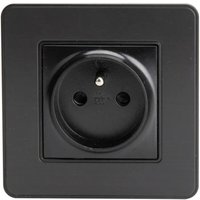 Einbausteckdose 2-polig + Erde 16A Modell kouro Metall schwarz gebürstet Zenitech von ZENITECH