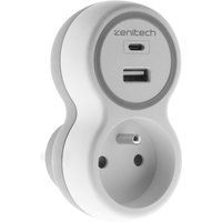 Zenitech - 16A-Steckdose mit usb A+C-Ladegeräten Weiß und Grau von ZENITECH