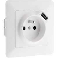 Zweipolige Steckdose + Erde Einbau + usb Modell artezo weiß. von ZENITECH