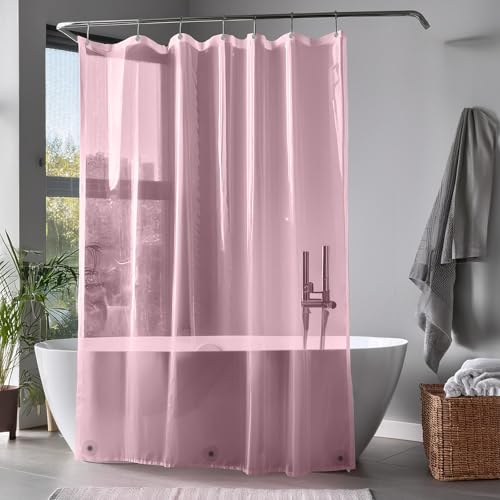 ZENO Duschvorhang 180x180 cm - Duschvorhang Rosa - Hochwertige PEVA Duschvorhang Durchsichtig + Rostfreie Ösen + 3 Magnete, wasserdichte & Leichte Duschvorhänge - Rosa von ZENO