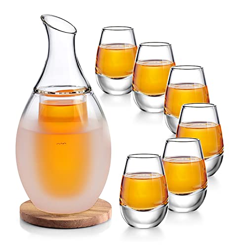 ZENS Sake Set Glasses, 8.5 Ounce Sake Carafe Cups with 4 Saki Cup Set for Warmer or Cold Japanese Wine with Stone Coaster Gift Sets von ZENS